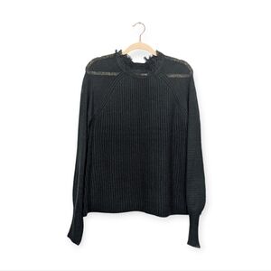 NWT Anthopologie Amadi Green Ribbed Long Sleeve Frayed Sweater Size S